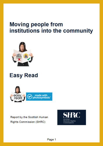 Easy Read on Moving people from institutions to the community