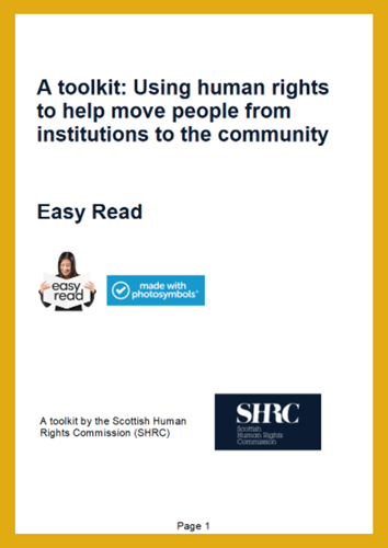 Easy Read toolkit on Moving people from institutions to the community