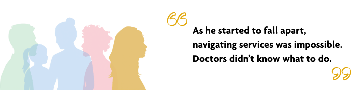 Quote from Rhona, rights holder read "NHS, housing and councils won’t work across borders, you can’t get something if you don’t have the right postcode."  Multicoloured semi-transparent silhouettes of 4 people. One person is in focus: A yellow silhouette in profile of a woman with long hair.