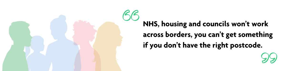 Quote from Steph's story, "The headteacher looked me in the eye and said, ‘You absolutely have a legal right. But we don’t have the resources.'" Multicoloured semi-transparent silhouettes of 5 people. One person in focus: A green silhouette man with short hair in profile.